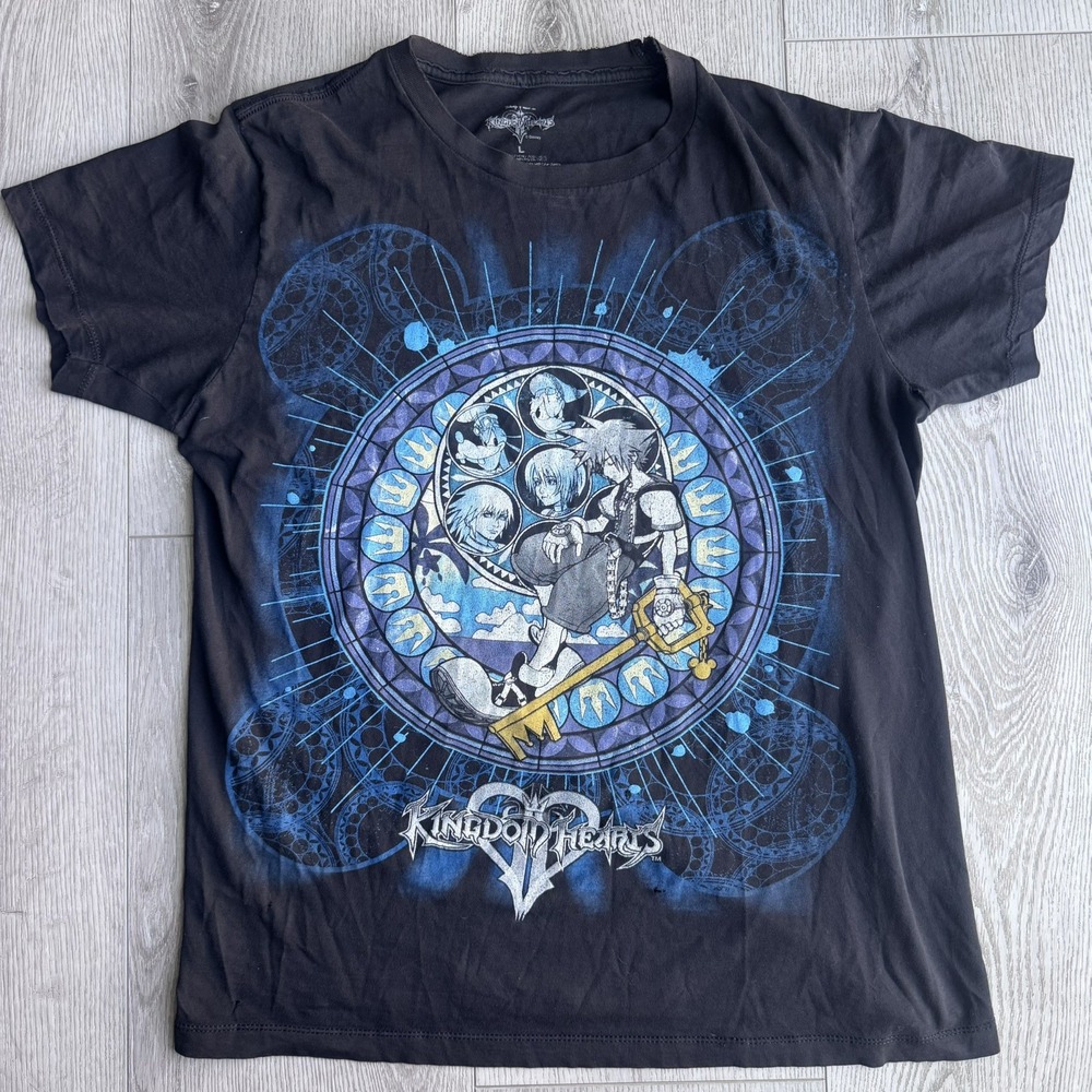 Vintage Y2K Kingdom Hearts Shirt Mens Large Black official Disney Tee shirt